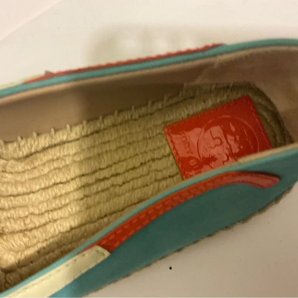 Rare Tory Burch 🏖 Sunny Sunglasses Espadrille Flats, Light Blue, Size 10